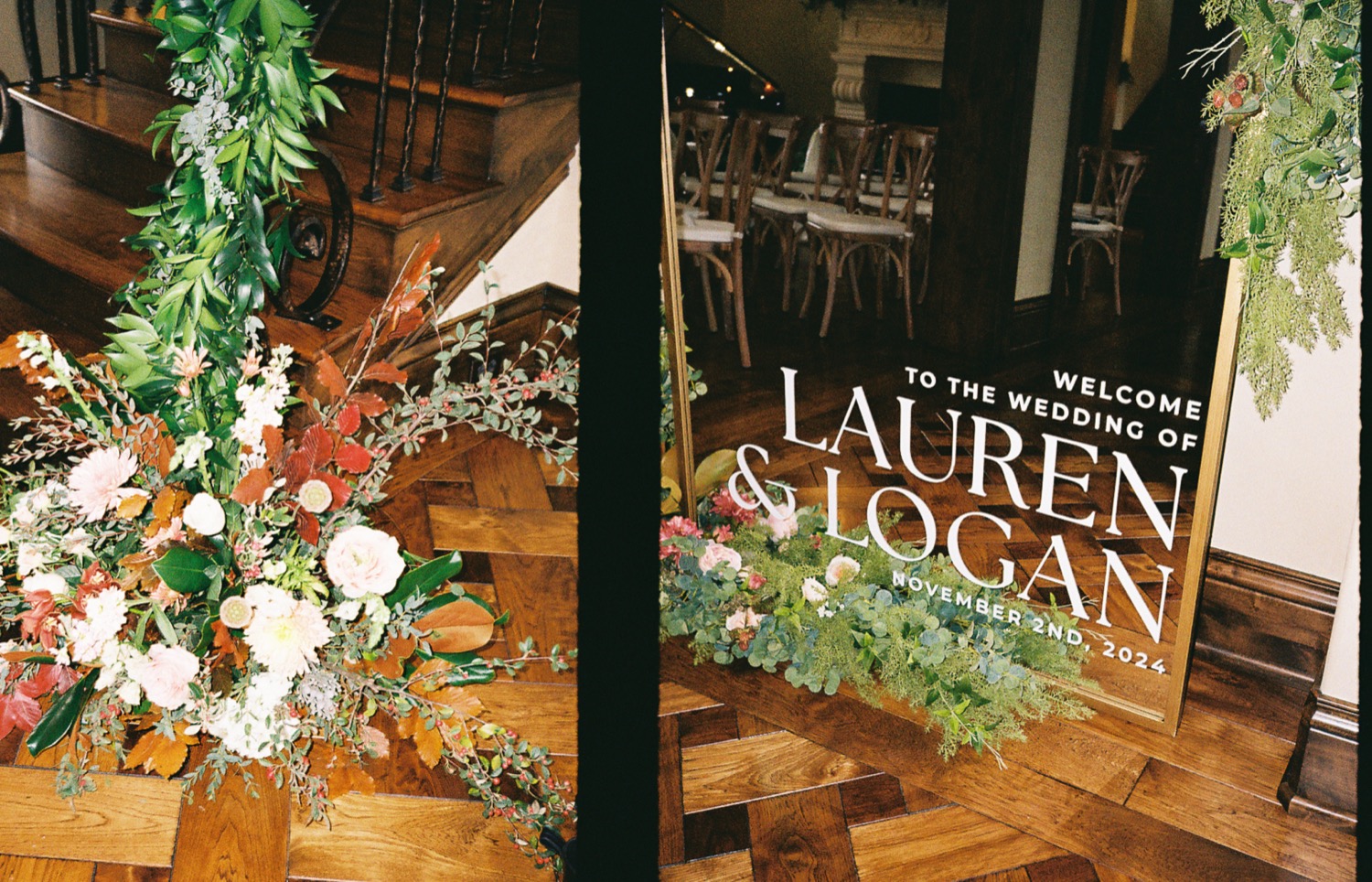 Welcome sign for Lauren and Logan's Kansas City wedding